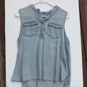 Calvin Klein Chambray Sleeveless Button-down